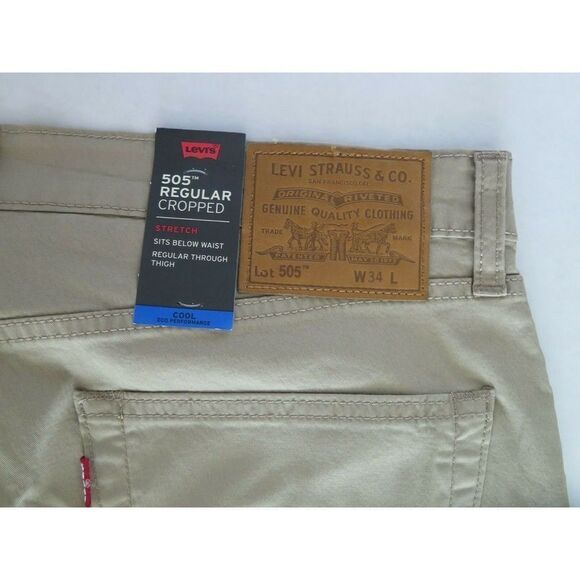 LEVI'S Cool 505 Men's Sz 34 Khaki Regular Fit Cropped 3/4 Pants - Picture 4 of 9